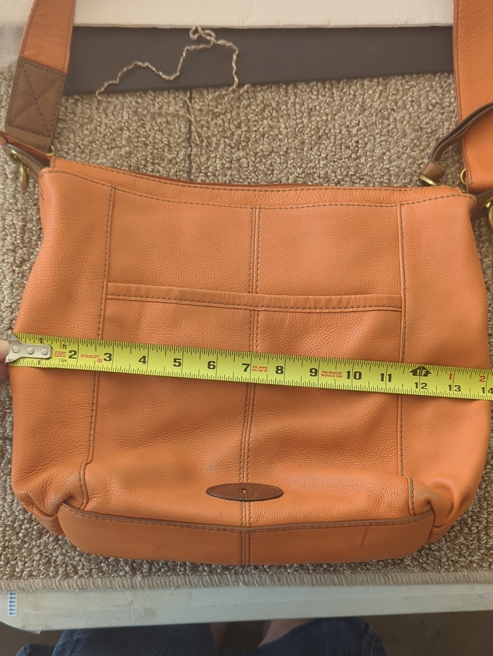 Fossil Long Live Vintage 1954 Orange Leather Explorer Foldover Crossbody Bag - Picture 11 of 11